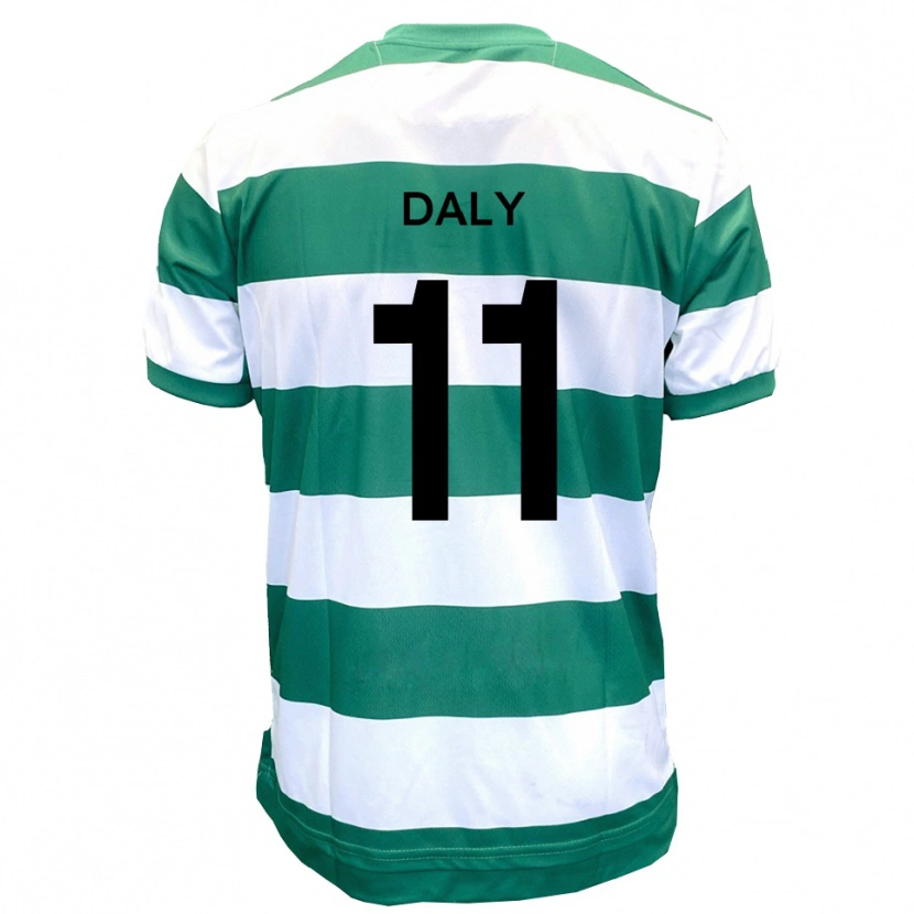 Danxen Bambino Maglia James Daly #11 Verde Bianco Kit Gara Home 2025/26 Maglietta