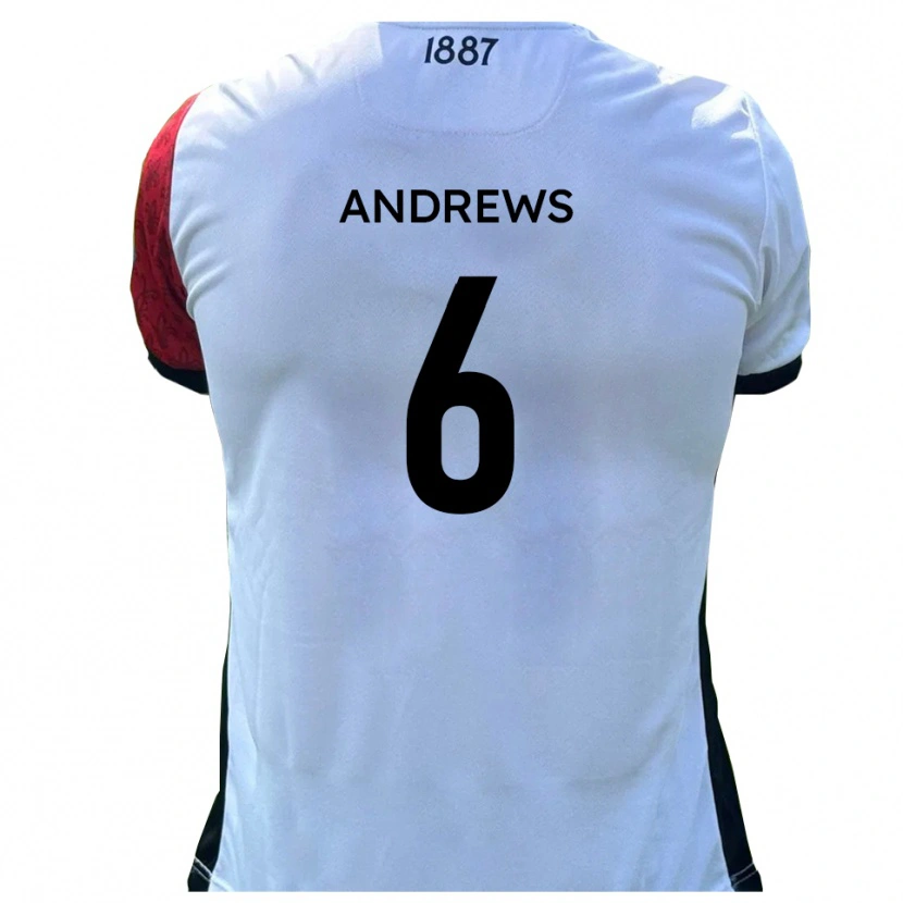 Danxen Bambino Maglia Jamie Andrews #6 Rosso Bianco Kit Gara Home 2025/26 Maglietta