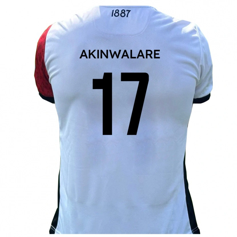 Danxen Bambino Maglia Seyi Akinwalare #17 Rosso Bianco Kit Gara Home 2025/26 Maglietta