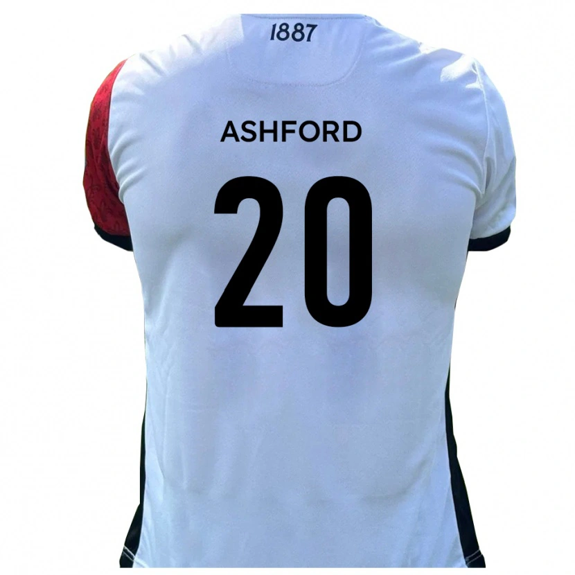 Danxen Bambino Maglia Sam Ashford #20 Rosso Bianco Kit Gara Home 2025/26 Maglietta