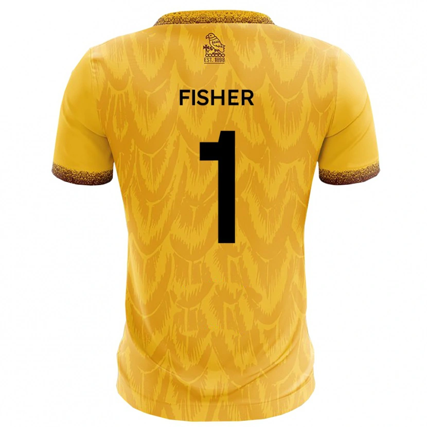 Danxen Bambino Maglia Tobias Fisher #1 Giallo Marrone Kit Gara Home 2025/26 Maglietta