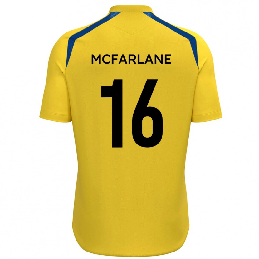 Danxen Bambino Maglia Callum Mcfarlane #16 Giallo Blu Kit Gara Home 2025/26 Maglietta