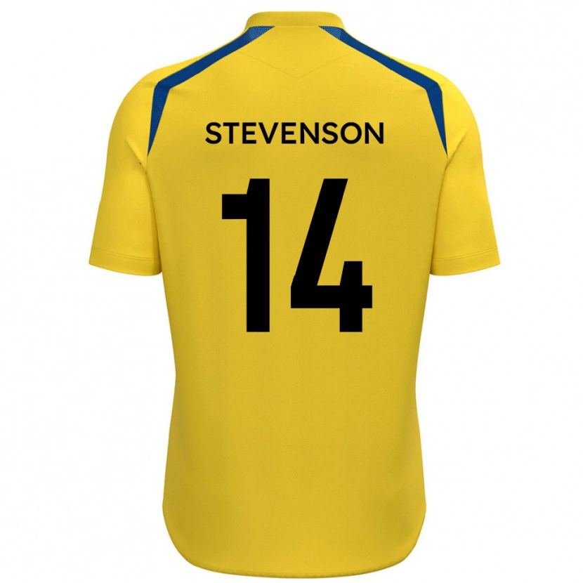 Danxen Bambino Maglia Bradley Stevenson #14 Giallo Blu Kit Gara Home 2025/26 Maglietta