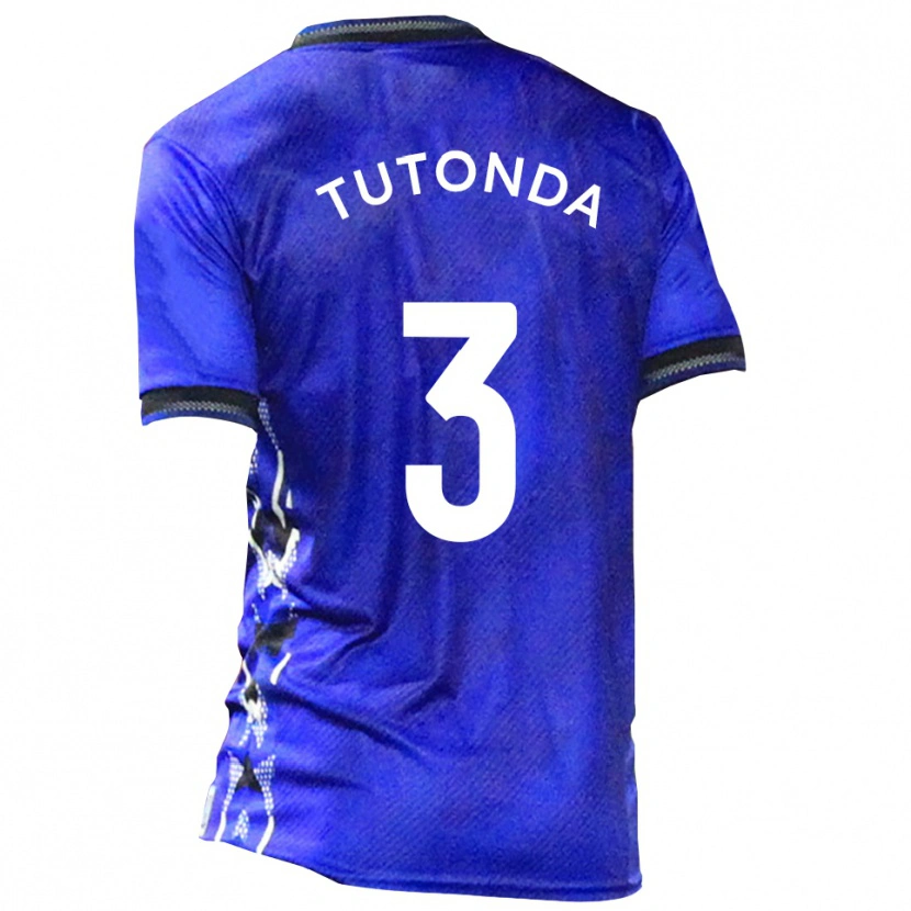 Danxen Bambino Maglia David Tutonda #3 Blu Bianco Kit Gara Home 2025/26 Maglietta