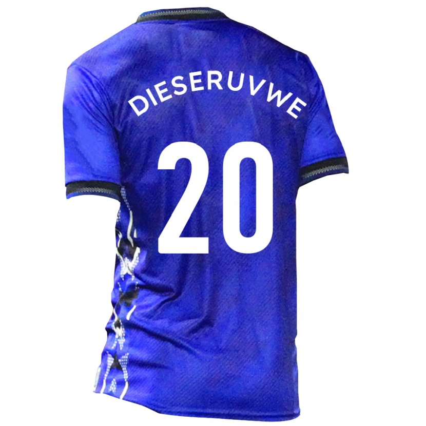 Danxen Bambino Maglia Emmanuel Dieseruvwe #20 Blu Bianco Kit Gara Home 2025/26 Maglietta
