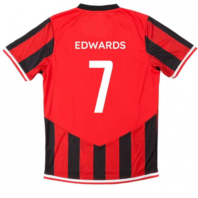 Danxen Bambino Maglia Gwion Edwards #7 Rosso Nero Kit Gara Home 2025/26 Maglietta