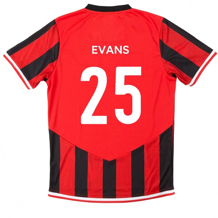Danxen Bambino Maglia Andy Evans #25 Rosso Nero Kit Gara Home 2025/26 Maglietta