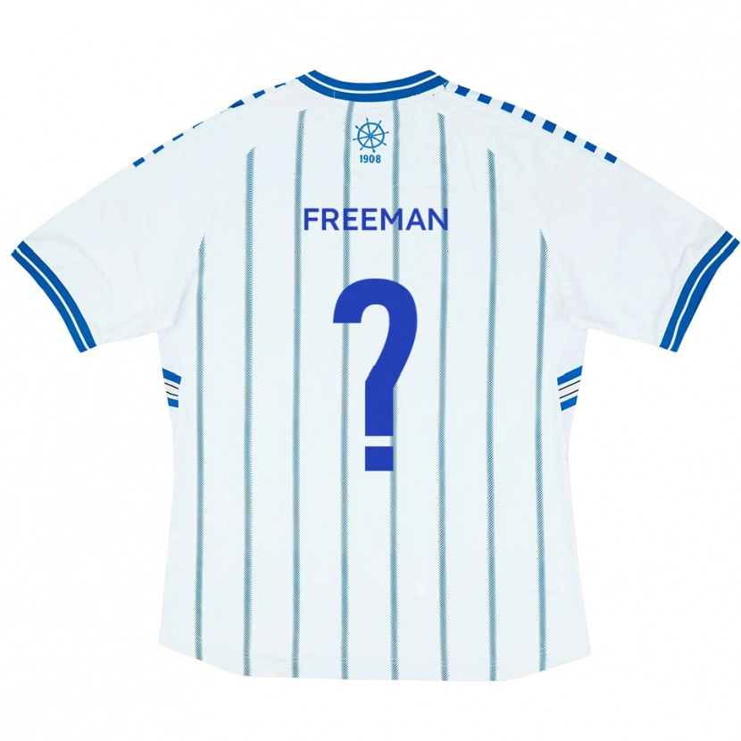 Danxen Bambino Maglia Aby Freeman #0 Bianco Blu Kit Gara Home 2025/26 Maglietta