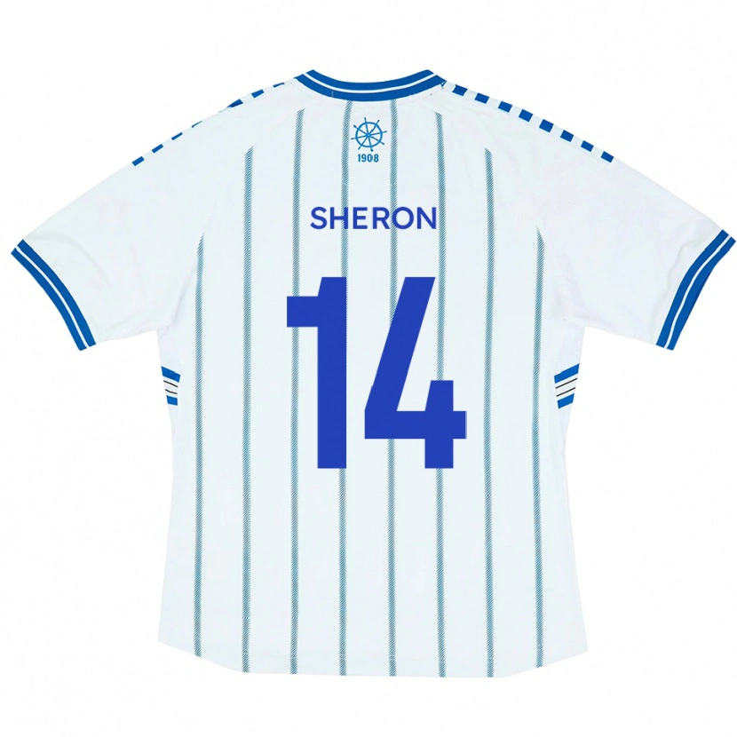 Danxen Bambino Maglia Nathan Sheron #14 Bianco Blu Kit Gara Home 2025/26 Maglietta