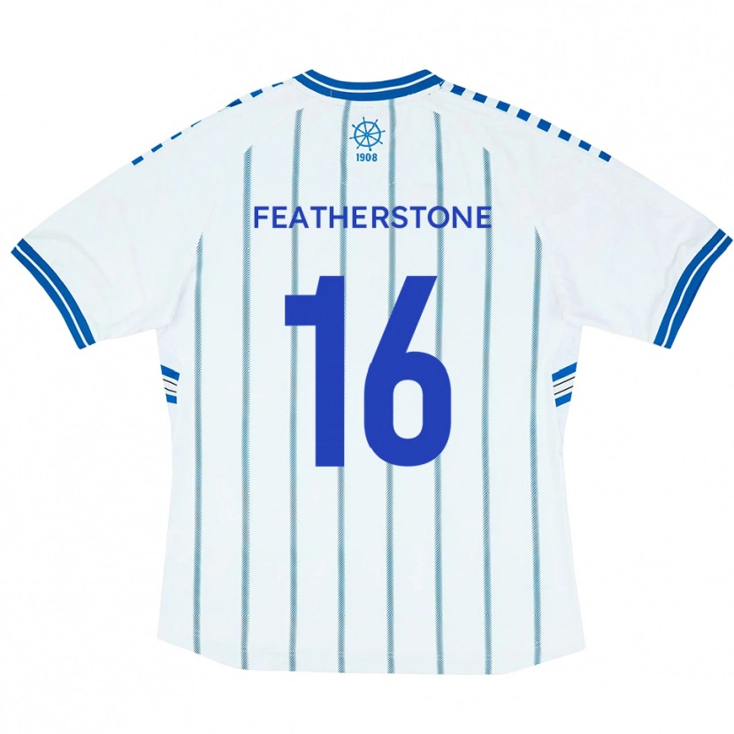 Danxen Bambino Maglia Nicky Featherstone #16 Bianco Blu Kit Gara Home 2025/26 Maglietta