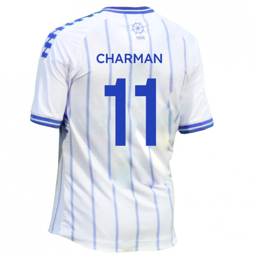 Danxen Bambino Maglia Luke Charman #11 Bianco Blu Kit Gara Home 2025/26 Maglietta