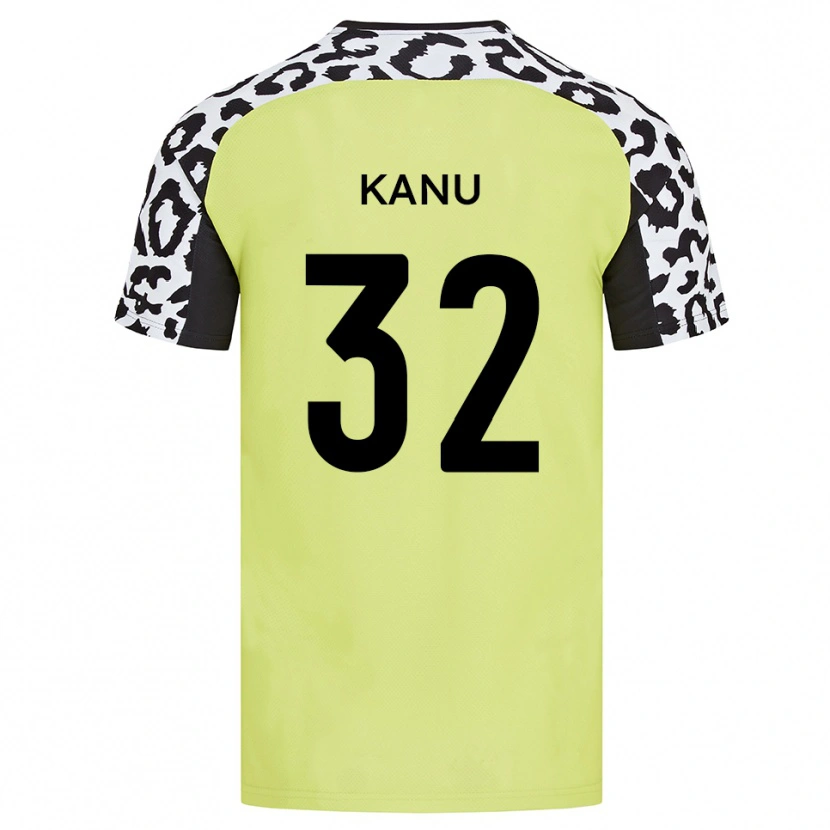 Danxen Bambino Maglia Abraham Kanu #32 Giallo Fluorescente Kit Gara Home 2025/26 Maglietta
