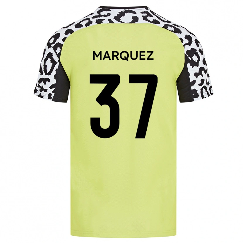 Danxen Bambino Maglia Jose Marquez #37 Giallo Fluorescente Kit Gara Home 2025/26 Maglietta