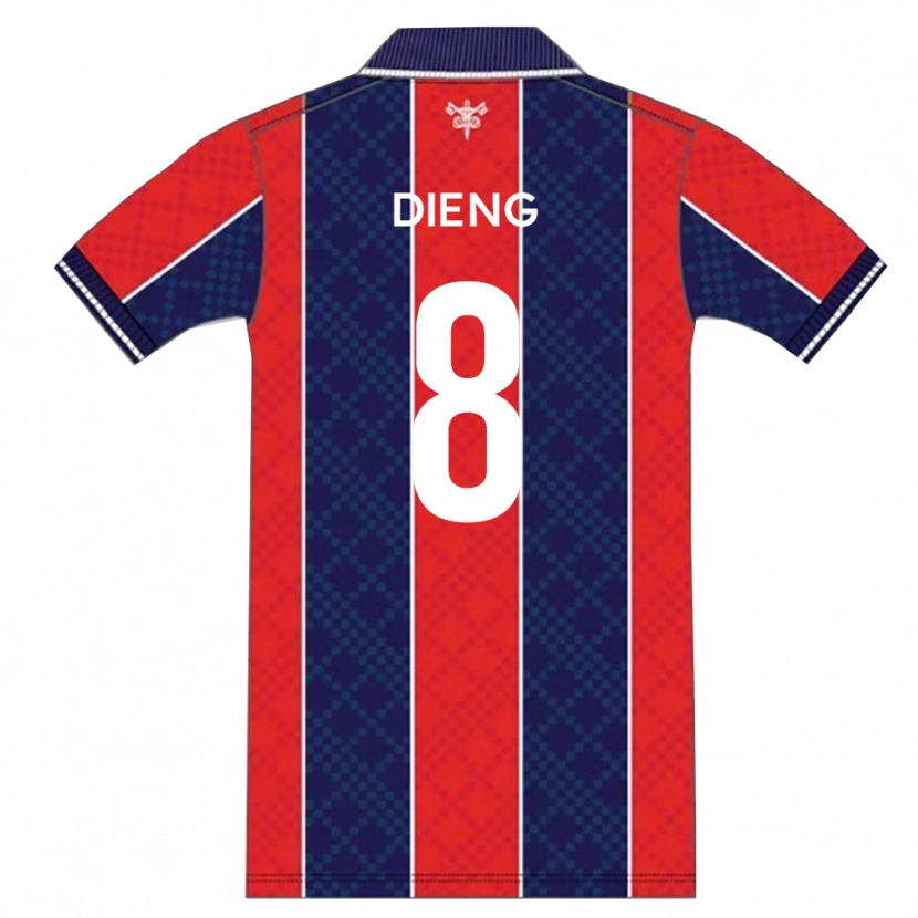 Danxen Bambino Maglia Timothée Dieng #8 Rosso Blu Marino Kit Gara Home 2025/26 Maglietta