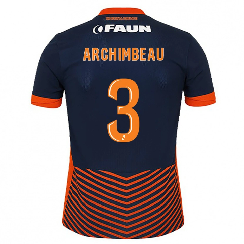 Danxen Bambino Maglia Camille Archimbeau #3 Blu Mezzanotte Arancione Kit Gara Home 2025/26 Maglietta
