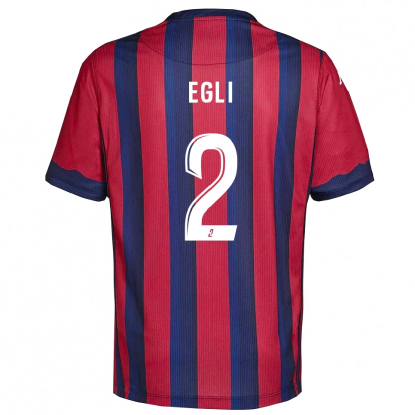 Danxen Bambino Maglia Mattéo Egli #2 Bordeaux Blu Marino Kit Gara Home 2025/26 Maglietta