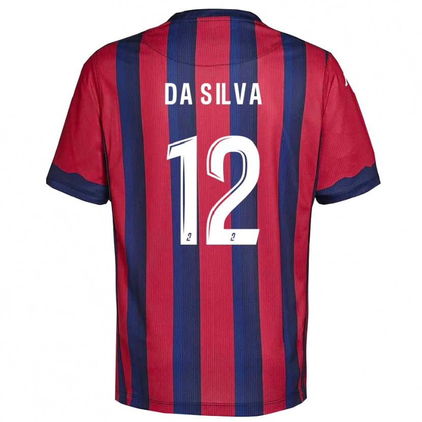 Danxen Bambino Maglia Damien Da Silva #12 Bordeaux Blu Marino Kit Gara Home 2025/26 Maglietta