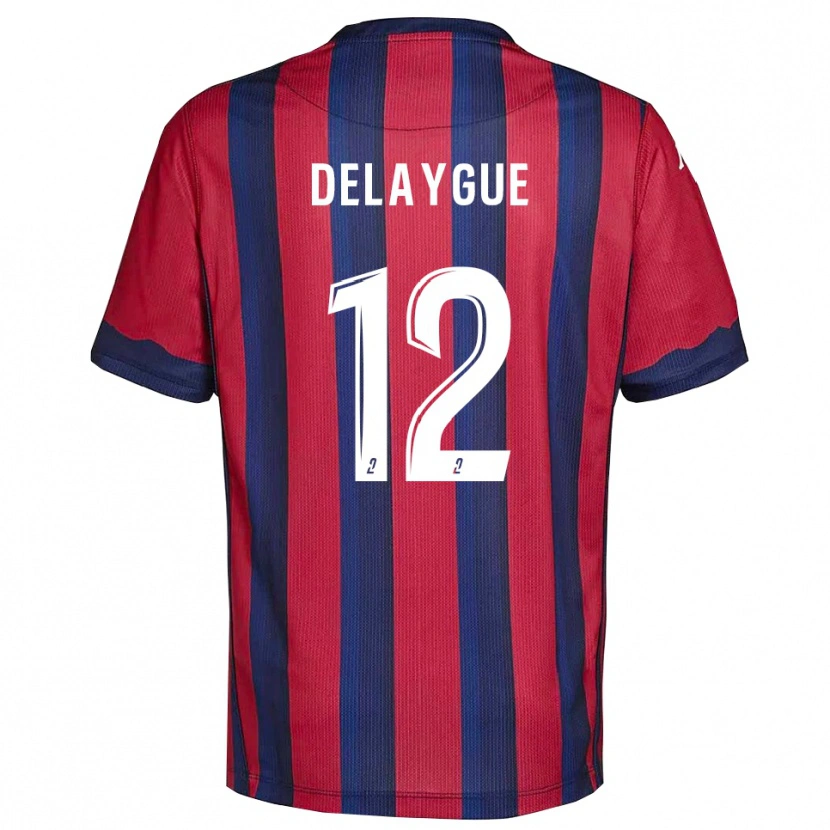 Danxen Bambino Maglia Lorenzo Delaygue #12 Bordeaux Blu Marino Kit Gara Home 2025/26 Maglietta