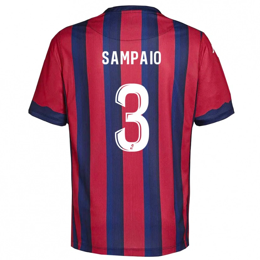 Danxen Bambino Maglia Noah Sampaio #3 Bordeaux Blu Marino Kit Gara Home 2025/26 Maglietta