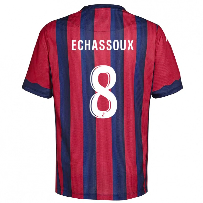 Danxen Bambino Maglia Augustin Echassoux #8 Bordeaux Blu Marino Kit Gara Home 2025/26 Maglietta