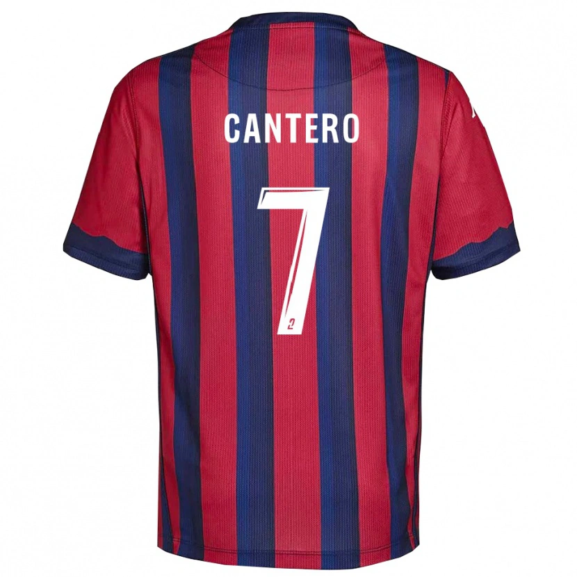 Danxen Bambino Maglia Enzo Cantero #7 Bordeaux Blu Marino Kit Gara Home 2025/26 Maglietta