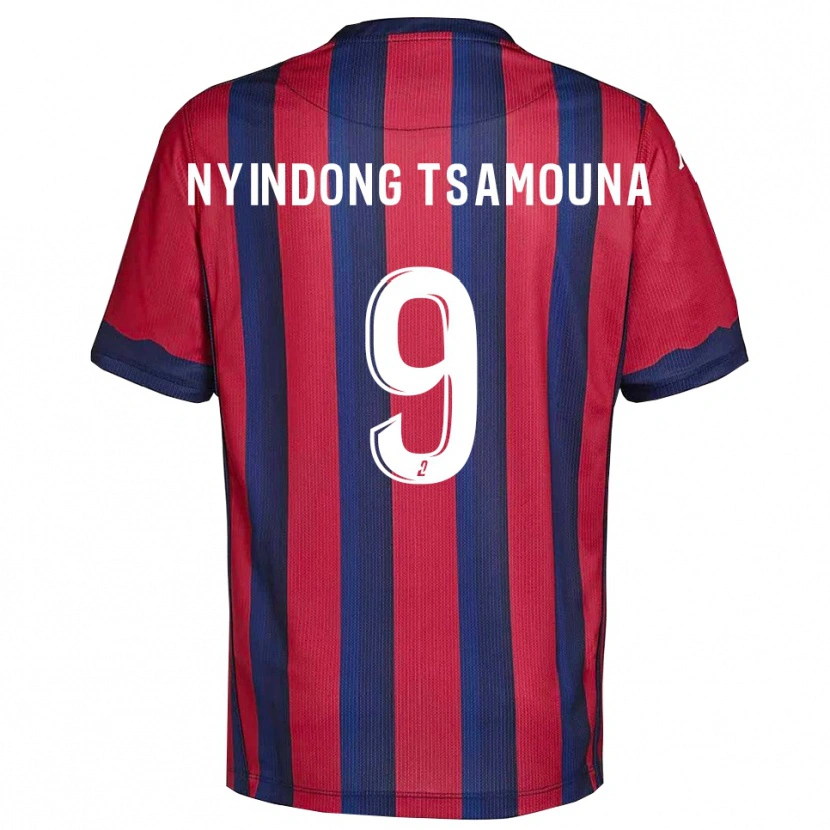 Danxen Bambino Maglia Jean Nyindong Tsamouna #9 Bordeaux Blu Marino Kit Gara Home 2025/26 Maglietta