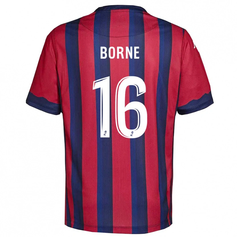 Danxen Bambino Maglia Théo Borne #16 Bordeaux Blu Marino Kit Gara Home 2025/26 Maglietta