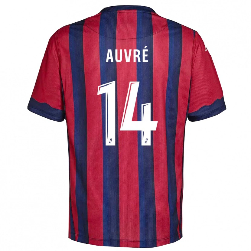Danxen Bambino Maglia Tom Auvré #14 Bordeaux Blu Marino Kit Gara Home 2025/26 Maglietta