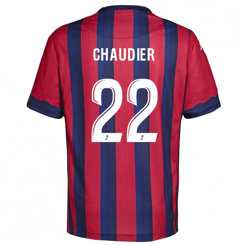 Danxen Bambino Maglia Ophélie Chaudier #22 Bordeaux Blu Marino Kit Gara Home 2025/26 Maglietta