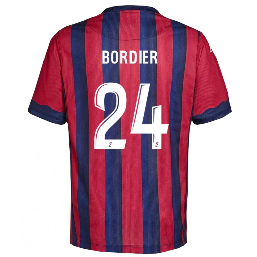 Danxen Bambino Maglia Emma Bordier #24 Bordeaux Blu Marino Kit Gara Home 2025/26 Maglietta