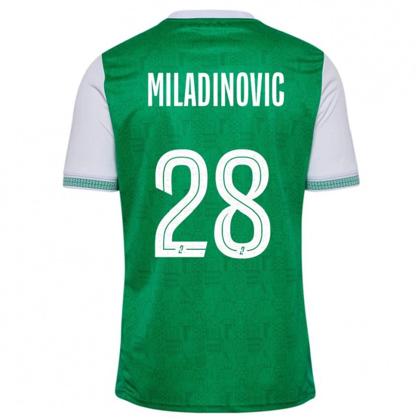 Danxen Bambino Maglia Igor Miladinovic #28 Verde Bianco Kit Gara Home 2025/26 Maglietta