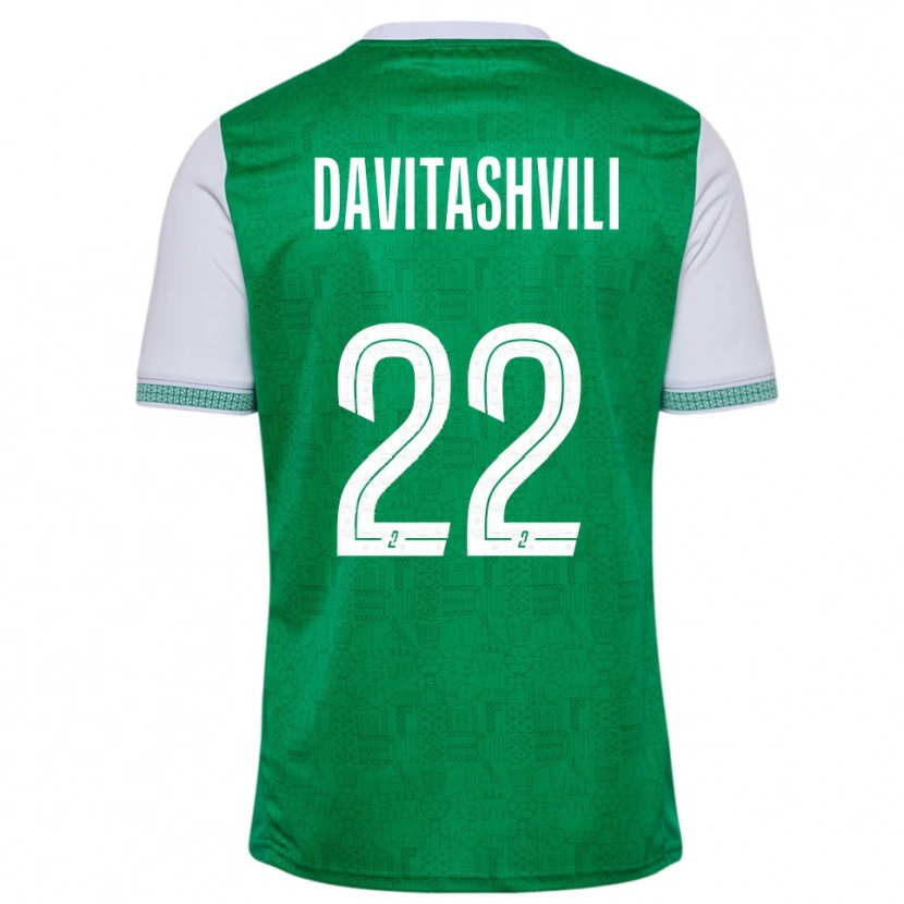 Danxen Bambino Maglia Zuriko Davitashvili #22 Verde Bianco Kit Gara Home 2025/26 Maglietta