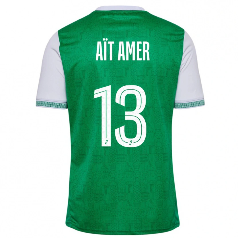 Danxen Bambino Maglia Rayan Aït Amer #13 Verde Bianco Kit Gara Home 2025/26 Maglietta