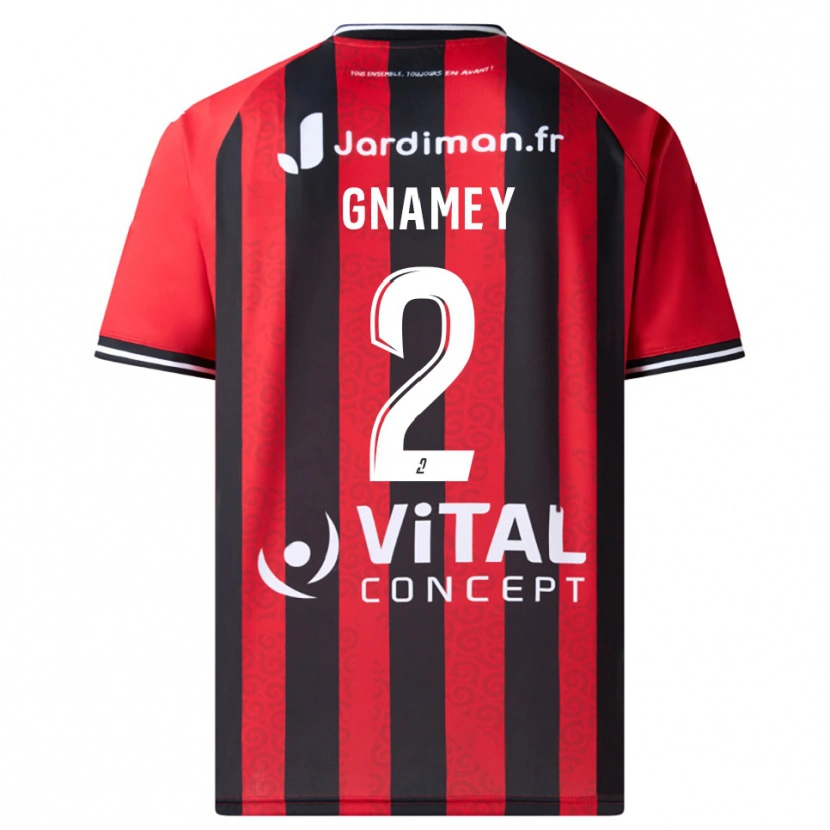 Danxen Bambino Maglia Servais Gnamey #2 Rosso Nero Kit Gara Home 2025/26 Maglietta