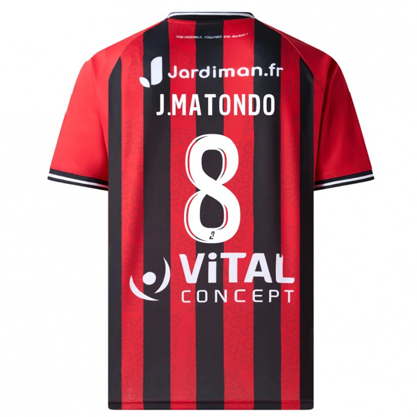 Danxen Bambino Maglia Joël Matondo #8 Rosso Nero Kit Gara Home 2025/26 Maglietta