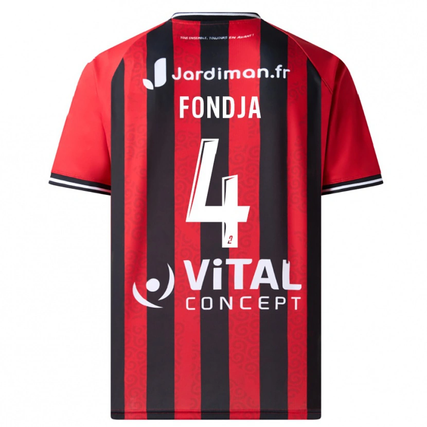 Danxen Bambino Maglia Nathan Fondja #4 Rosso Nero Kit Gara Home 2025/26 Maglietta