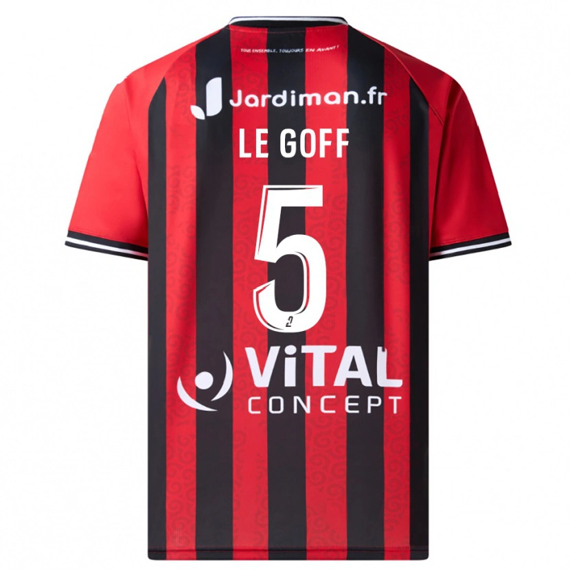 Danxen Bambino Maglia Nathan Le Goff #5 Rosso Nero Kit Gara Home 2025/26 Maglietta