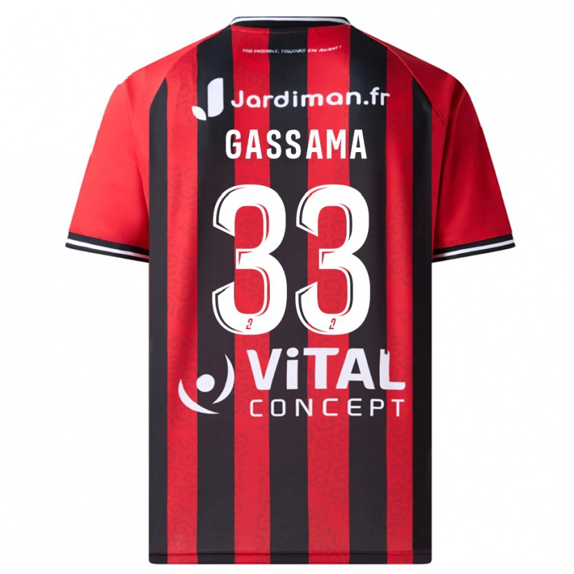 Danxen Bambino Maglia Eden Gassama #33 Rosso Nero Kit Gara Home 2025/26 Maglietta