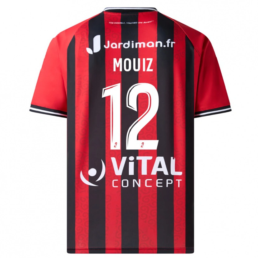Danxen Bambino Maglia Rayan Mouiz #12 Rosso Nero Kit Gara Home 2025/26 Maglietta