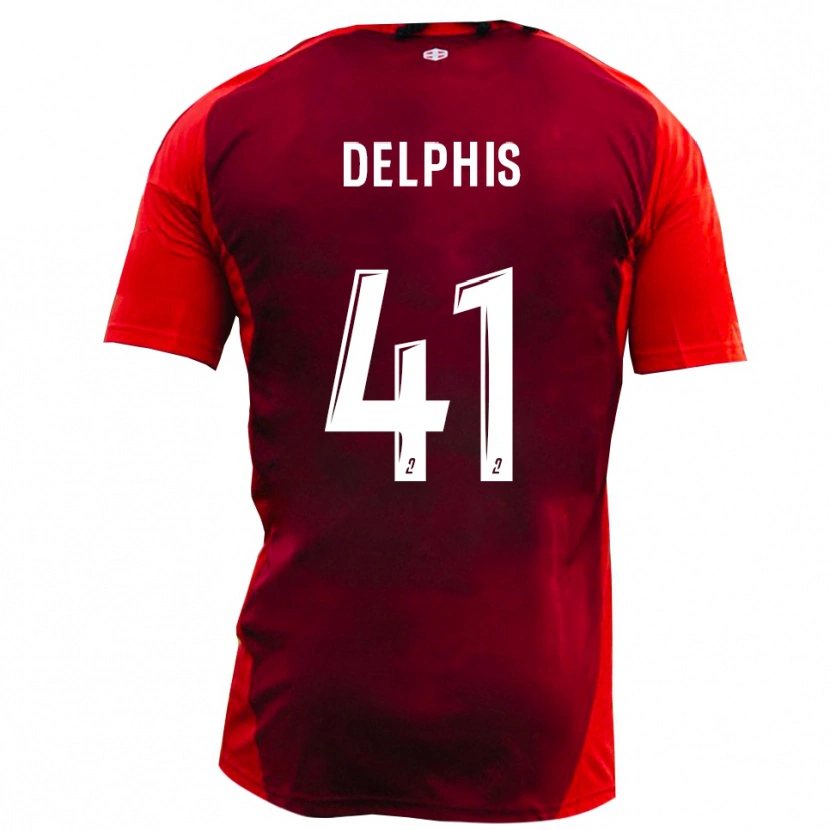 Danxen Bambino Maglia Thibault Delphis #41 Rosso Borgogna Kit Gara Home 2025/26 Maglietta
