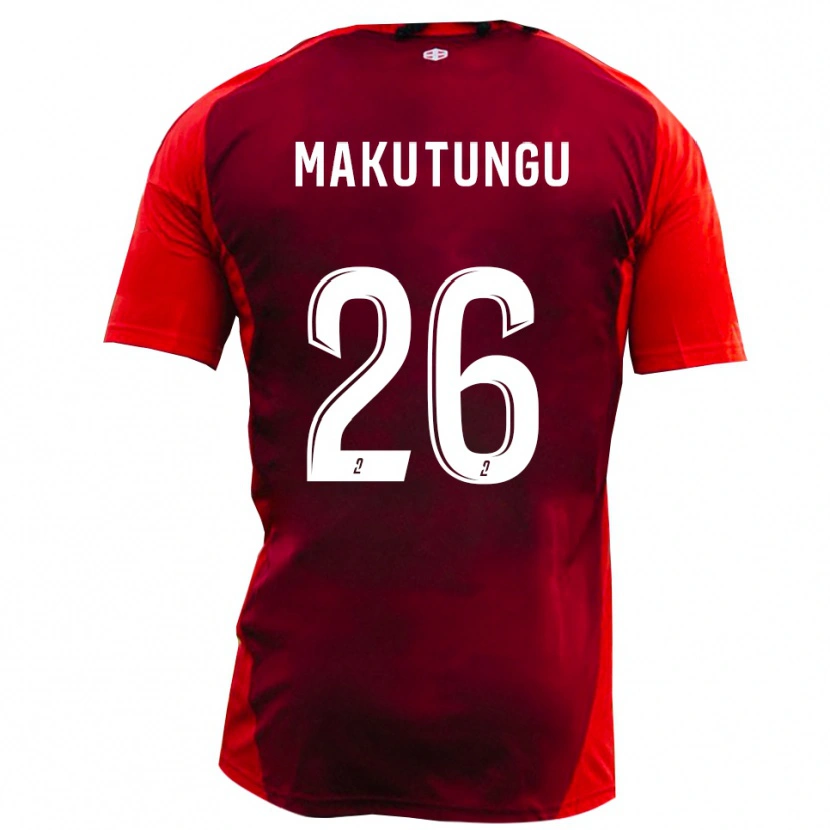 Danxen Bambino Maglia Cédric Makutungu #26 Rosso Borgogna Kit Gara Home 2025/26 Maglietta
