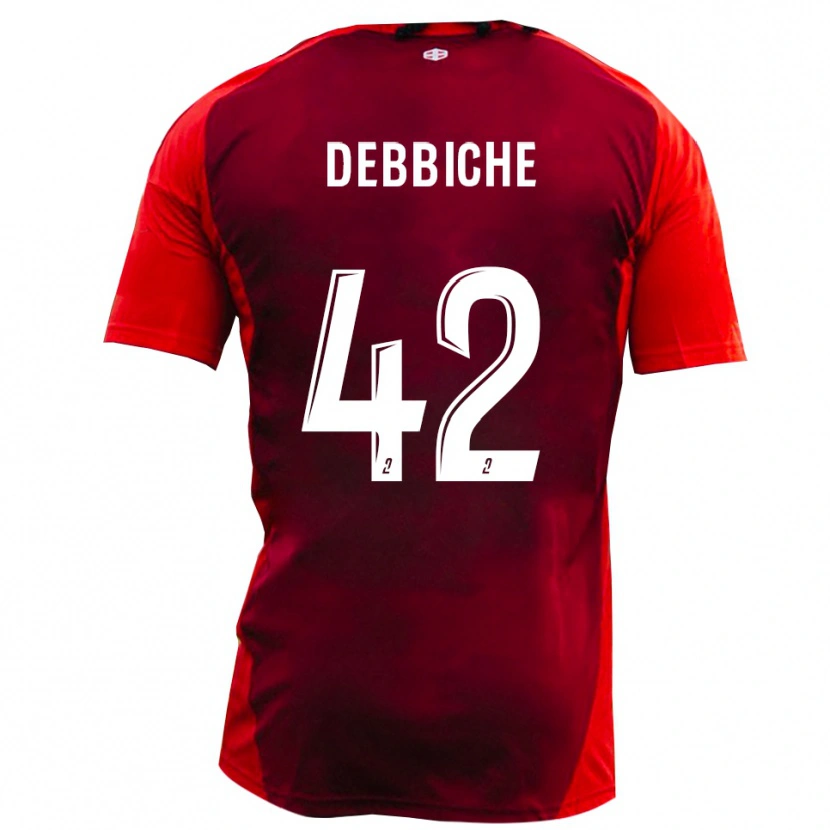 Danxen Bambino Maglia Wael Debbiche #42 Rosso Borgogna Kit Gara Home 2025/26 Maglietta