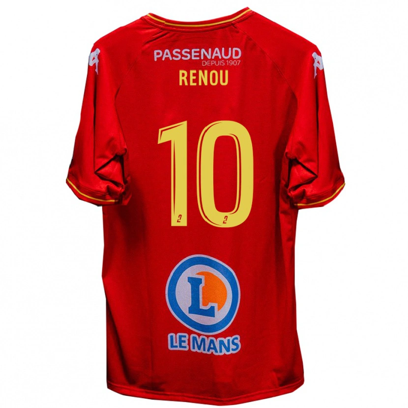 Danxen Bambino Maglia Baptiste Renou #10 Rosso Giallo Kit Gara Home 2025/26 Maglietta