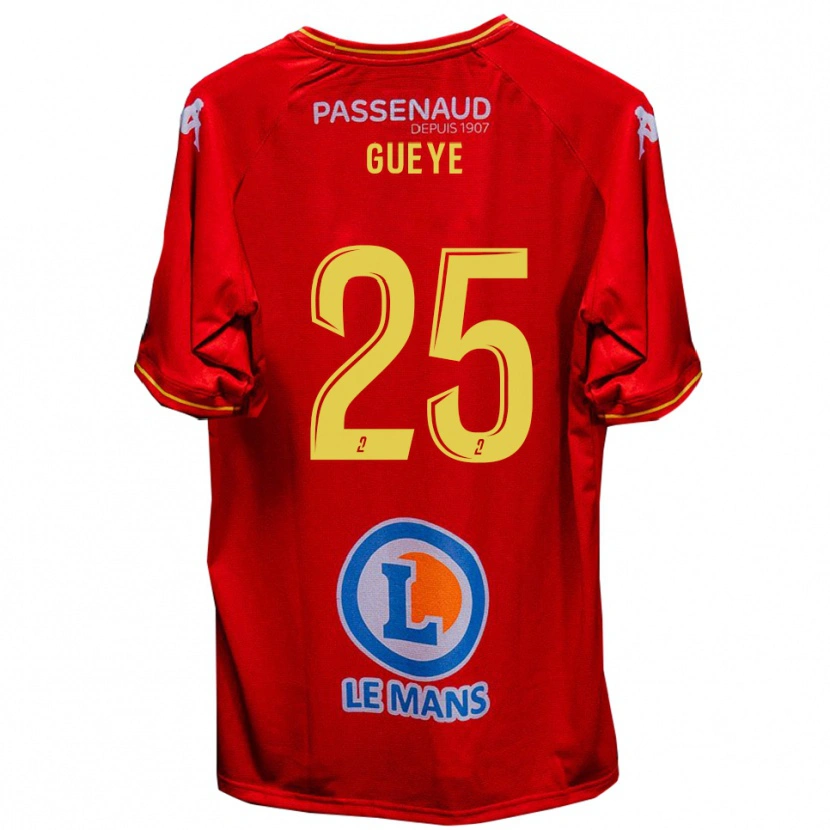 Danxen Bambino Maglia Dame Gueye #25 Rosso Giallo Kit Gara Home 2025/26 Maglietta