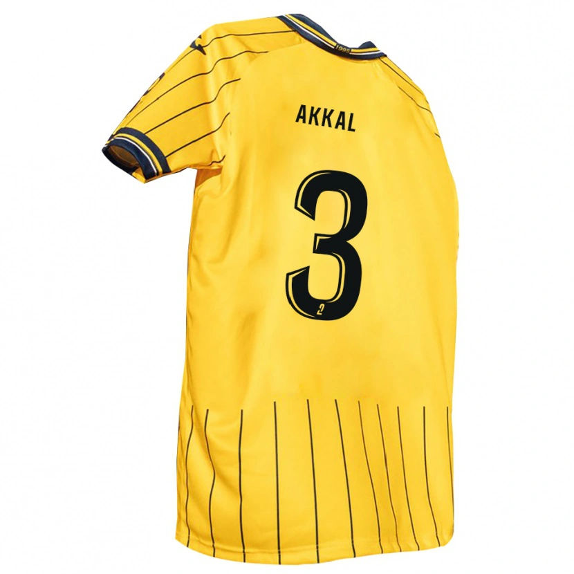 Danxen Bambino Maglia Amine Akkal #3 Giallo Blu Marino Kit Gara Home 2025/26 Maglietta