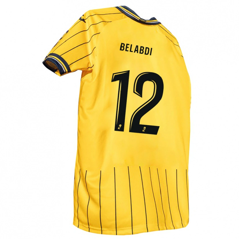 Danxen Bambino Maglia Tao Belabdi #12 Giallo Blu Marino Kit Gara Home 2025/26 Maglietta