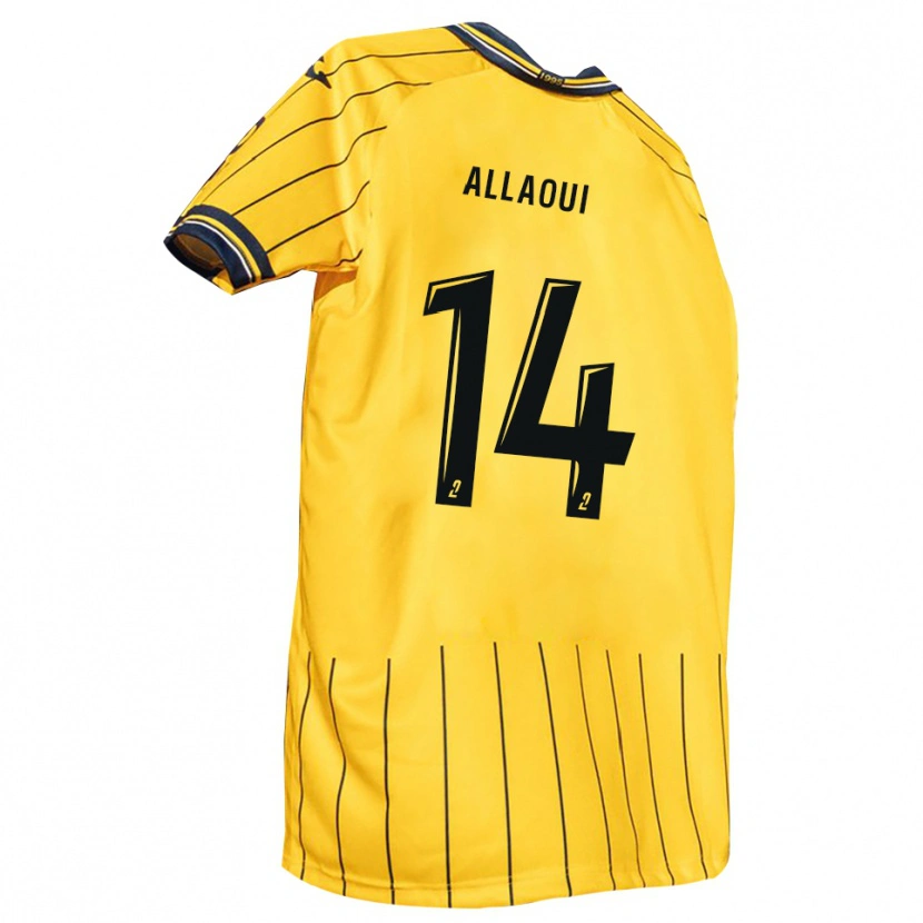 Danxen Bambino Maglia Nahil Allaoui #14 Giallo Blu Marino Kit Gara Home 2025/26 Maglietta