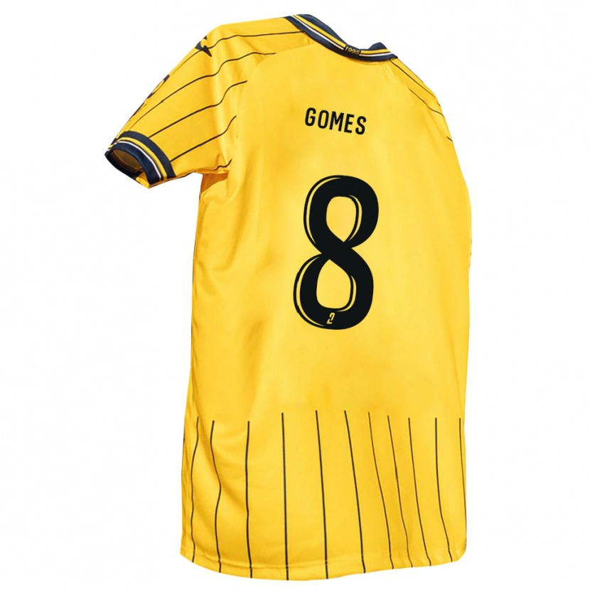 Danxen Bambino Maglia Tom Gomes #8 Giallo Blu Marino Kit Gara Home 2025/26 Maglietta