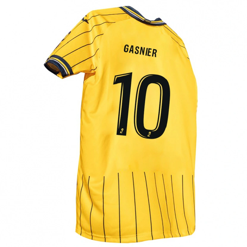 Danxen Bambino Maglia Kyllian Gasnier #10 Giallo Blu Marino Kit Gara Home 2025/26 Maglietta