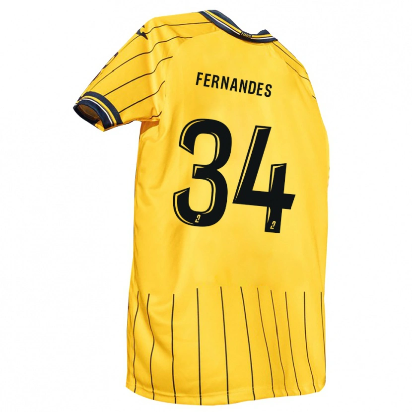 Danxen Bambino Maglia Alexandre Fernandes #34 Giallo Blu Marino Kit Gara Home 2025/26 Maglietta